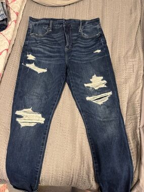 American Eagle Outfitters Dark Blue Ripped Skinny Jeans